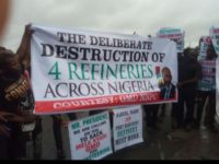 Oil workers protest against NNPC’s GMD, Mele Kyari in Port Harcourt